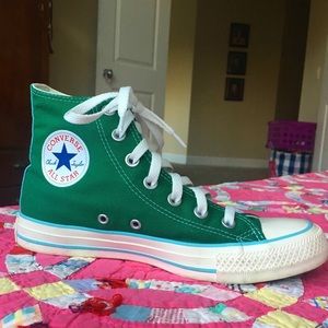 New Green and blue high top converse